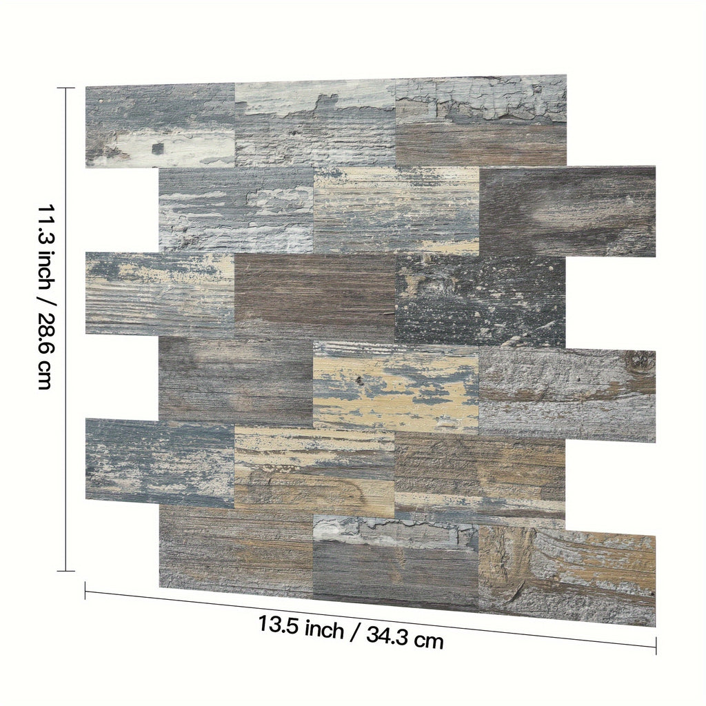 30pcs Self-Adhesive Backsplash PVC Wall Tiles, Rustic Stair Stickers in Spruce Grey