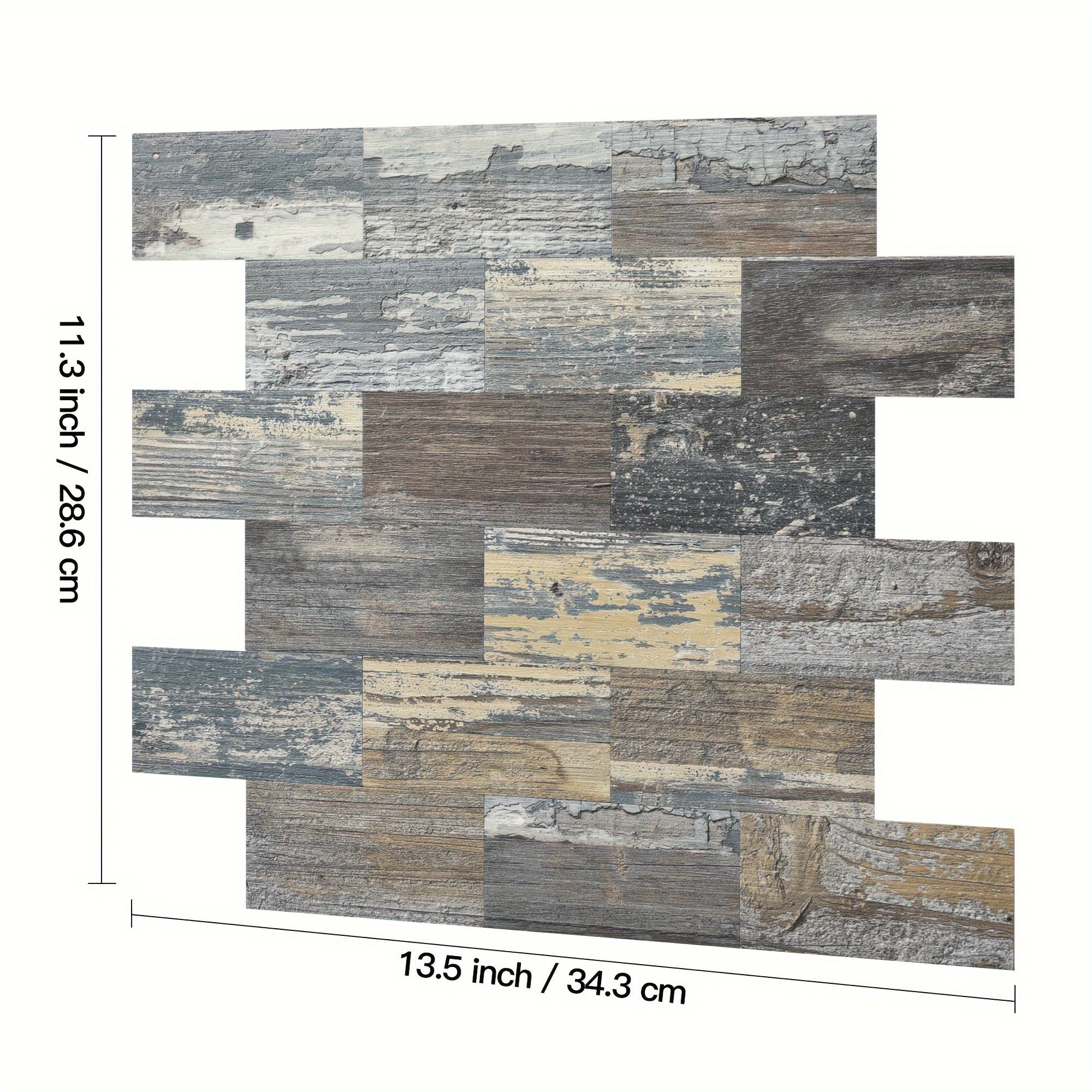 30pcs Self-Adhesive Backsplash PVC Wall Tiles, Rustic Stair Stickers in Spruce Grey