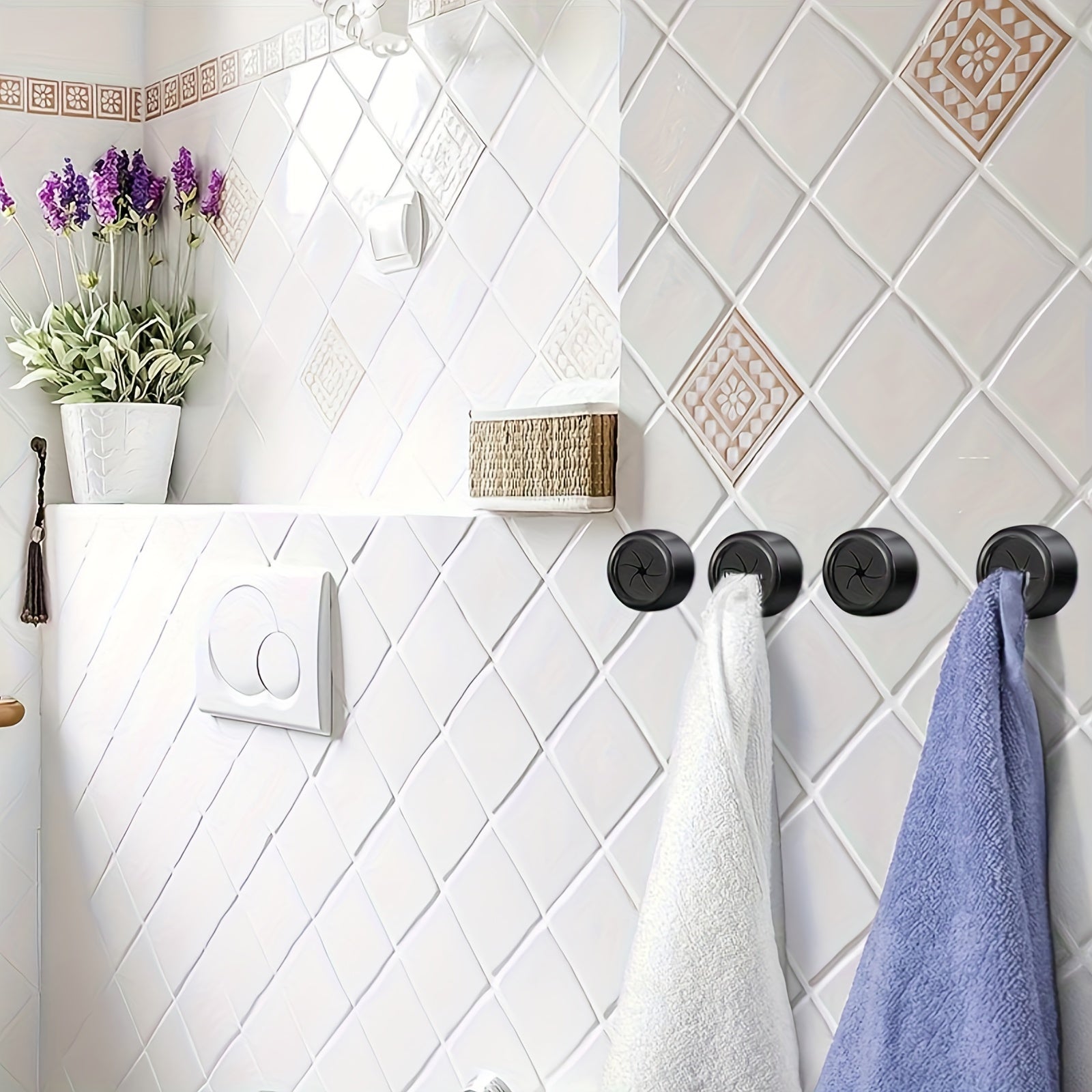 No Drill Plastic Towel Robe Hooks Round Wall Hooks Bathroom Kitchen Organizer