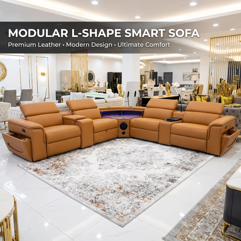 Curved 4-Seat Movie Room Reclining Sectional