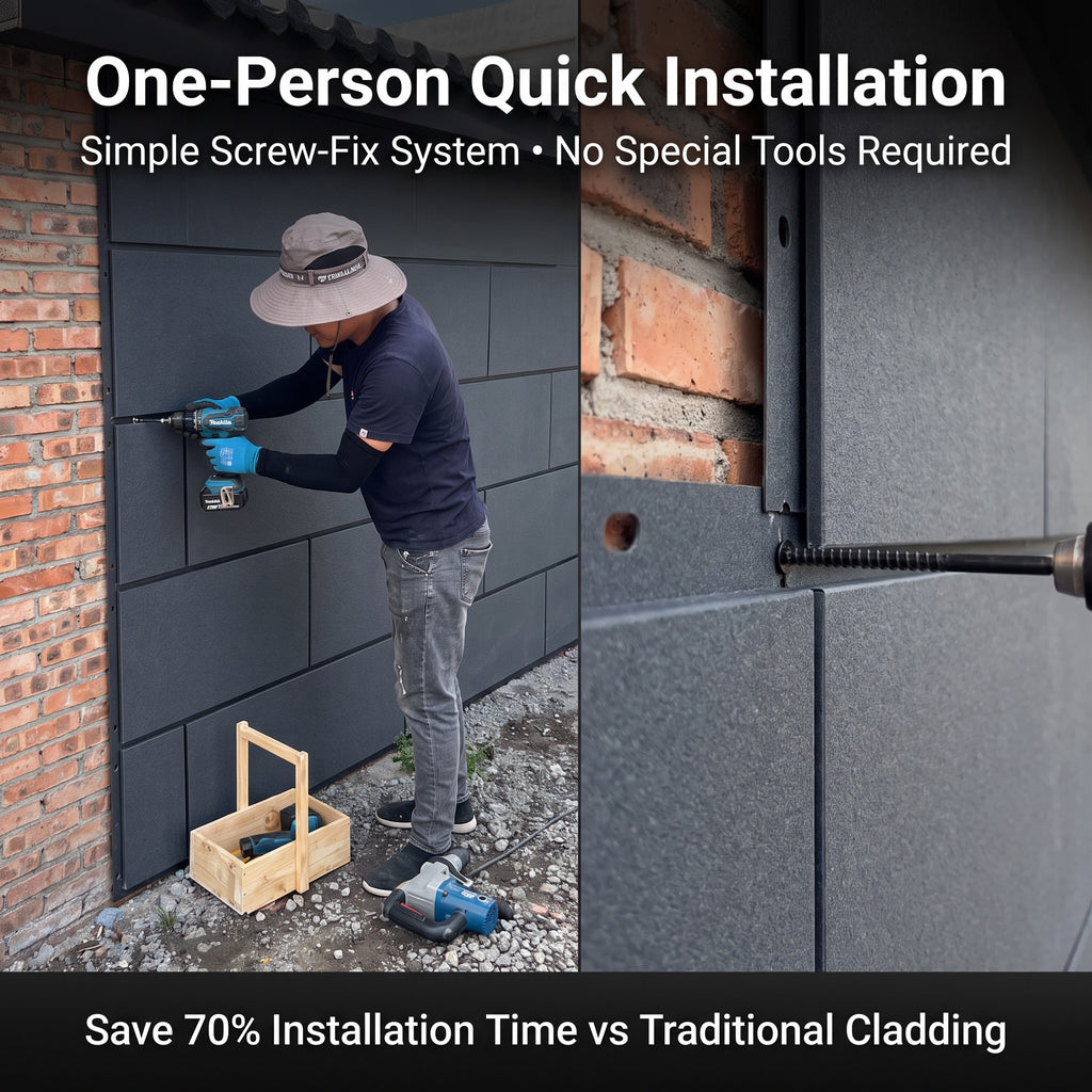 Insulated Wall Cladding System Weatherproof Exterior Decor Panels
