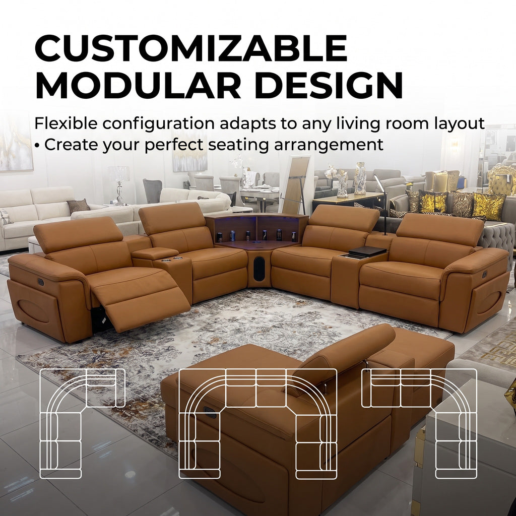 Curved 4-Seat Movie Room Reclining Sectional