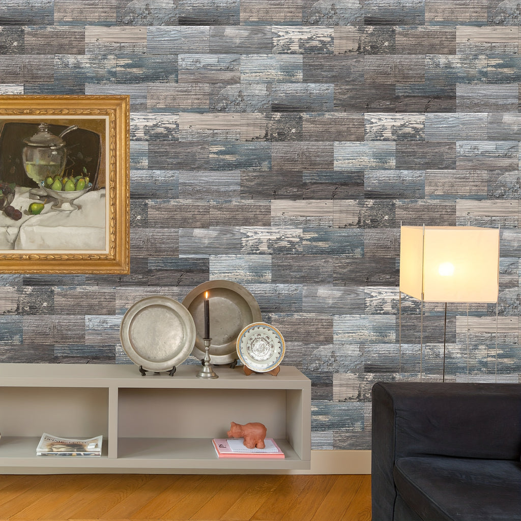 30pcs Self-Adhesive Backsplash PVC Wall Tiles, Rustic Stair Stickers in Spruce Grey