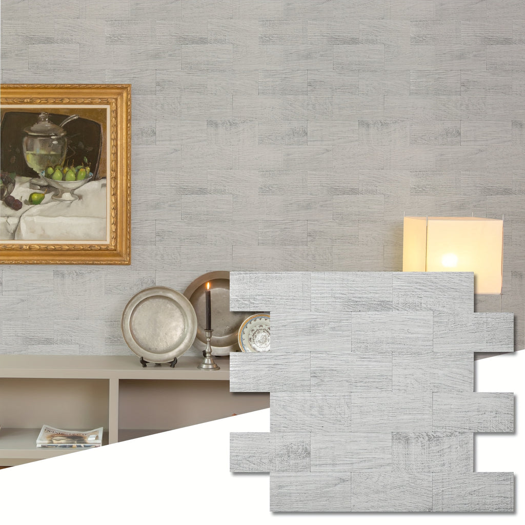 30pcs Self-Adhesive Backsplash PVC Wall Tiles, Rustic Stair Stickers in Spruce Grey
