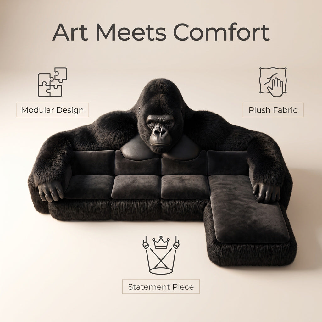 Luxury Gorilla Sculpture Sectional Sofa for Living Room