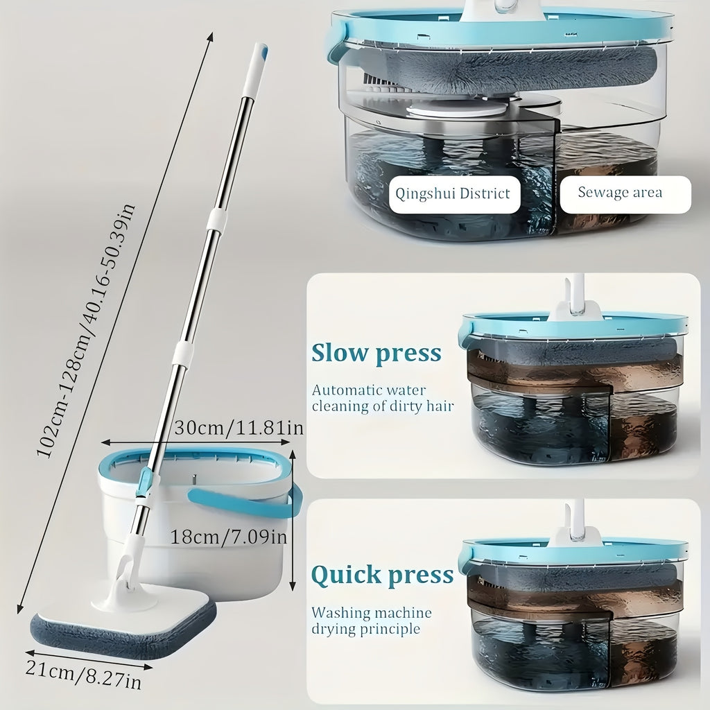Wet Dry Spin Mop Set with 2 Microfiber Mop Pads