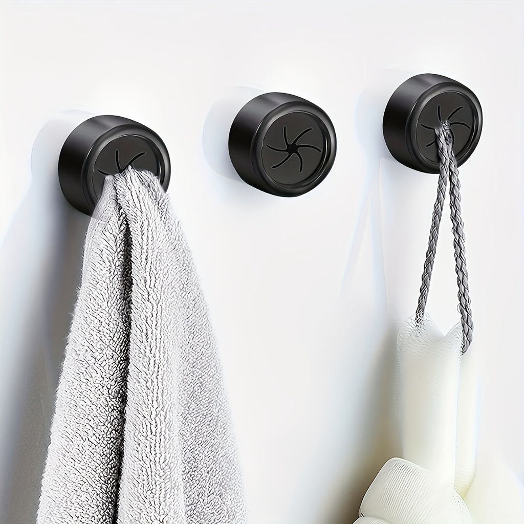 No Drill Plastic Towel Robe Hooks Round Wall Hooks Bathroom Kitchen Organizer