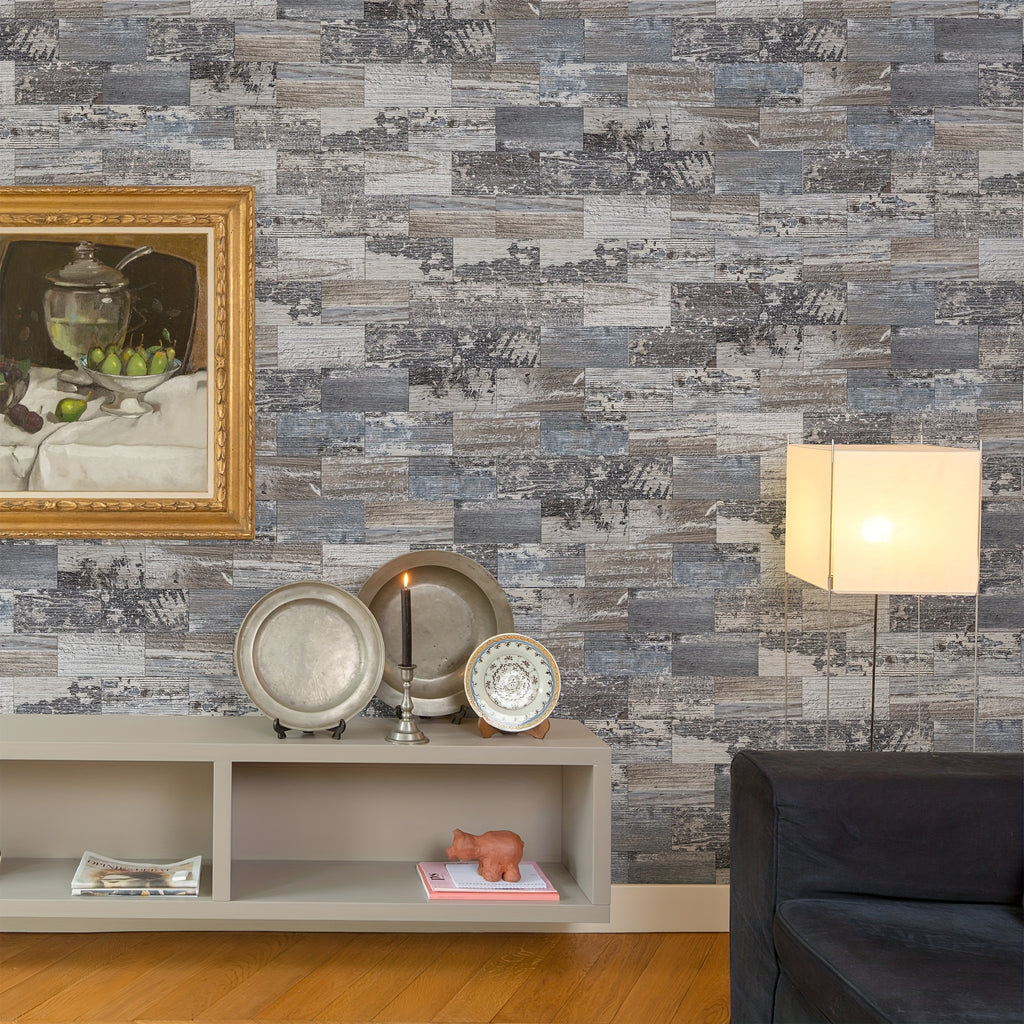 30pcs Self-Adhesive Backsplash PVC Wall Tiles, Rustic Stair Stickers in Spruce Grey