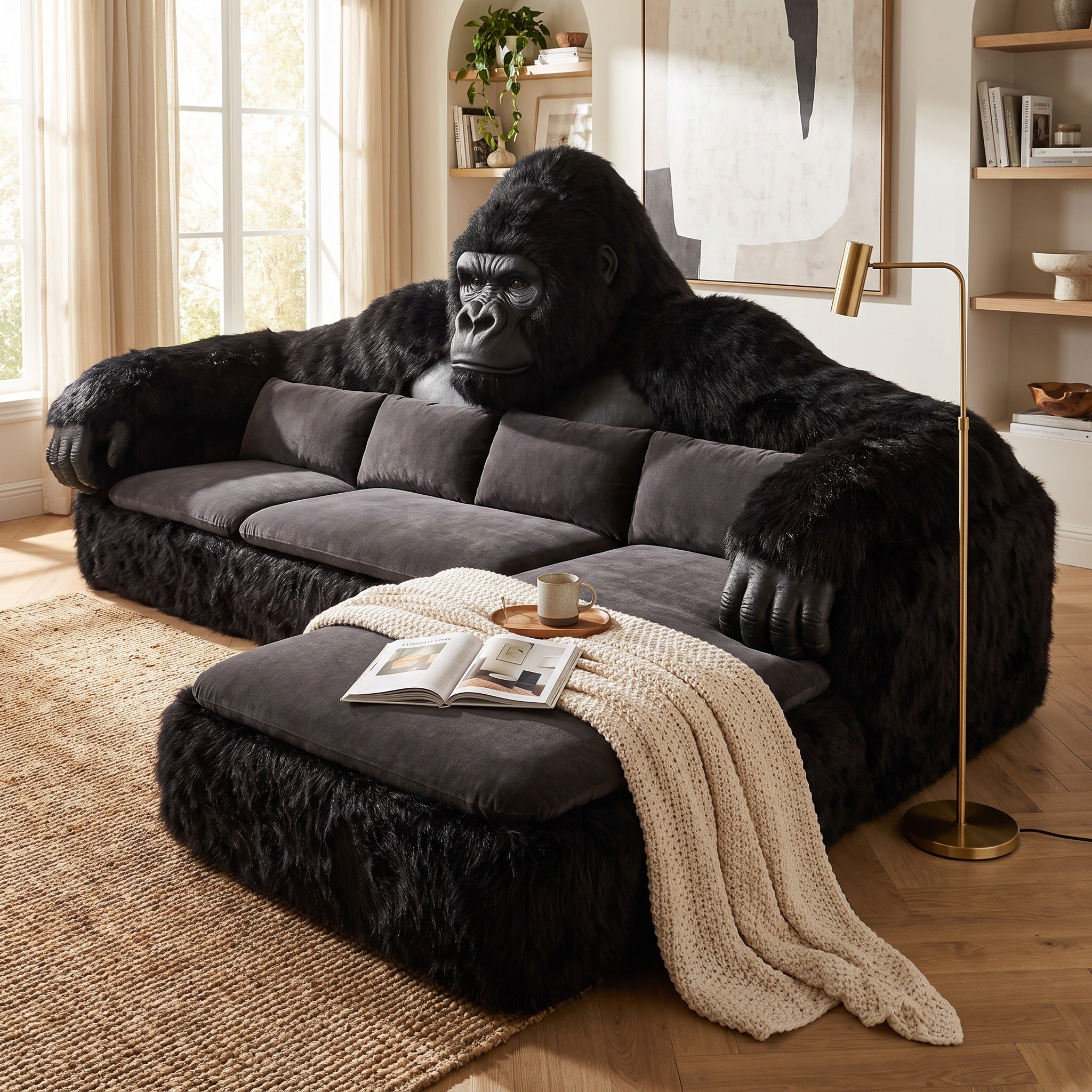 Luxury Gorilla Sculpture Sectional Sofa for Living Room