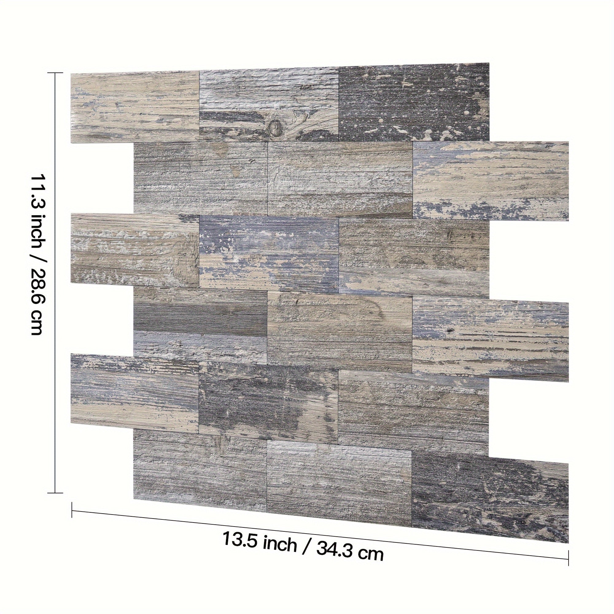 30pcs Self-Adhesive Backsplash PVC Wall Tiles, Rustic Stair Stickers in Spruce Grey