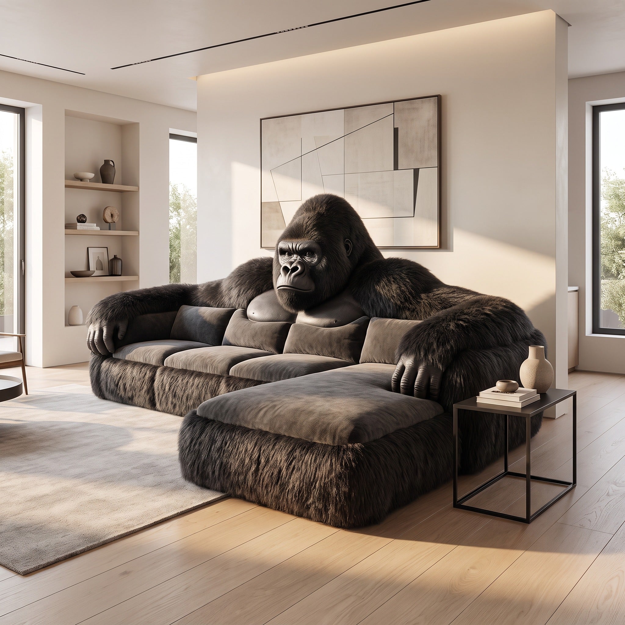 Luxury Gorilla Sculpture Sectional Sofa for Living Room