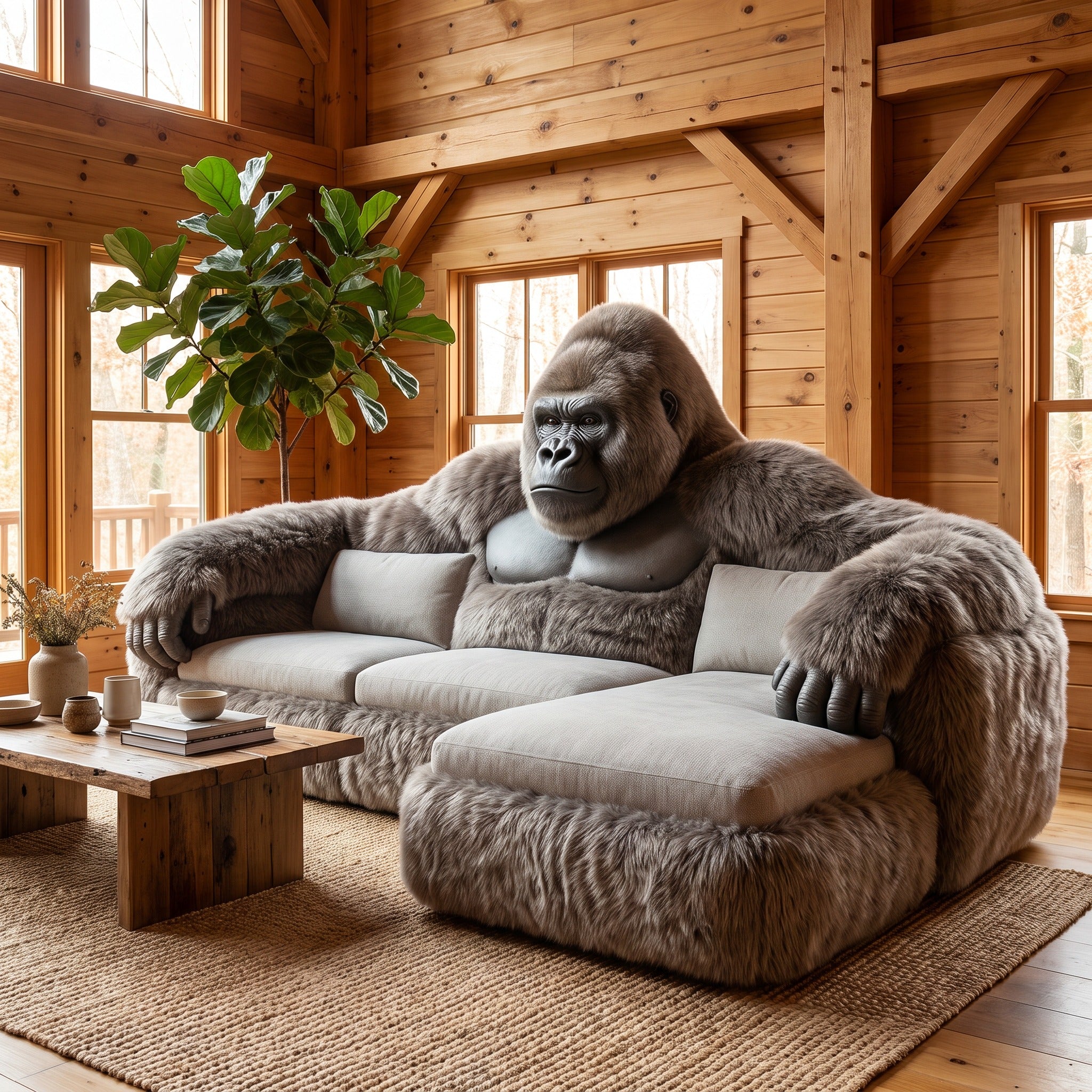 Luxury Gorilla Sculpture Sectional Sofa for Living Room