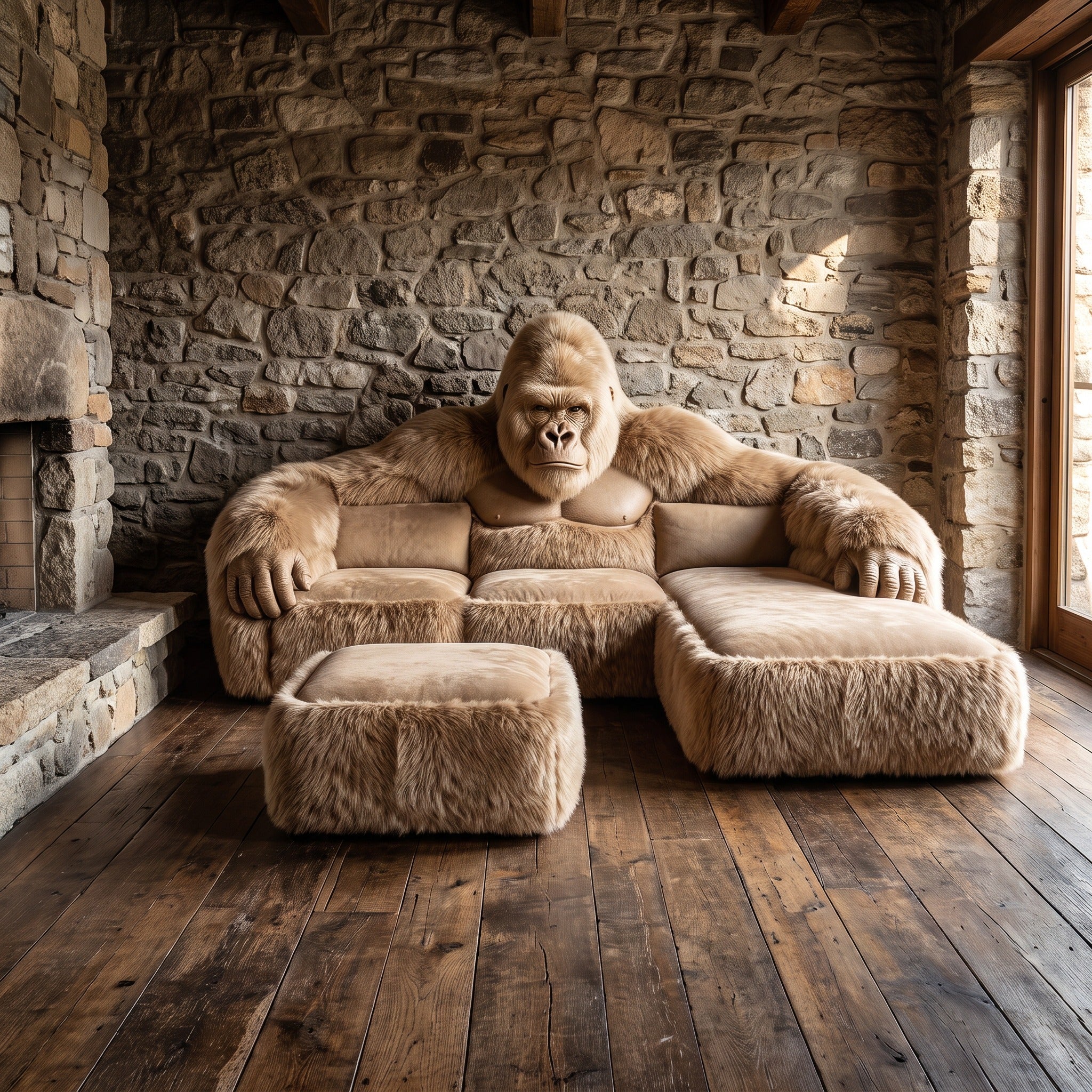 Luxury Gorilla Sculpture Sectional Sofa for Living Room