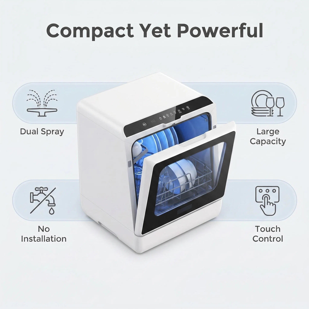 Modern Desktop Dishwasher for Stylish Home Kitchen Daily Cleaning