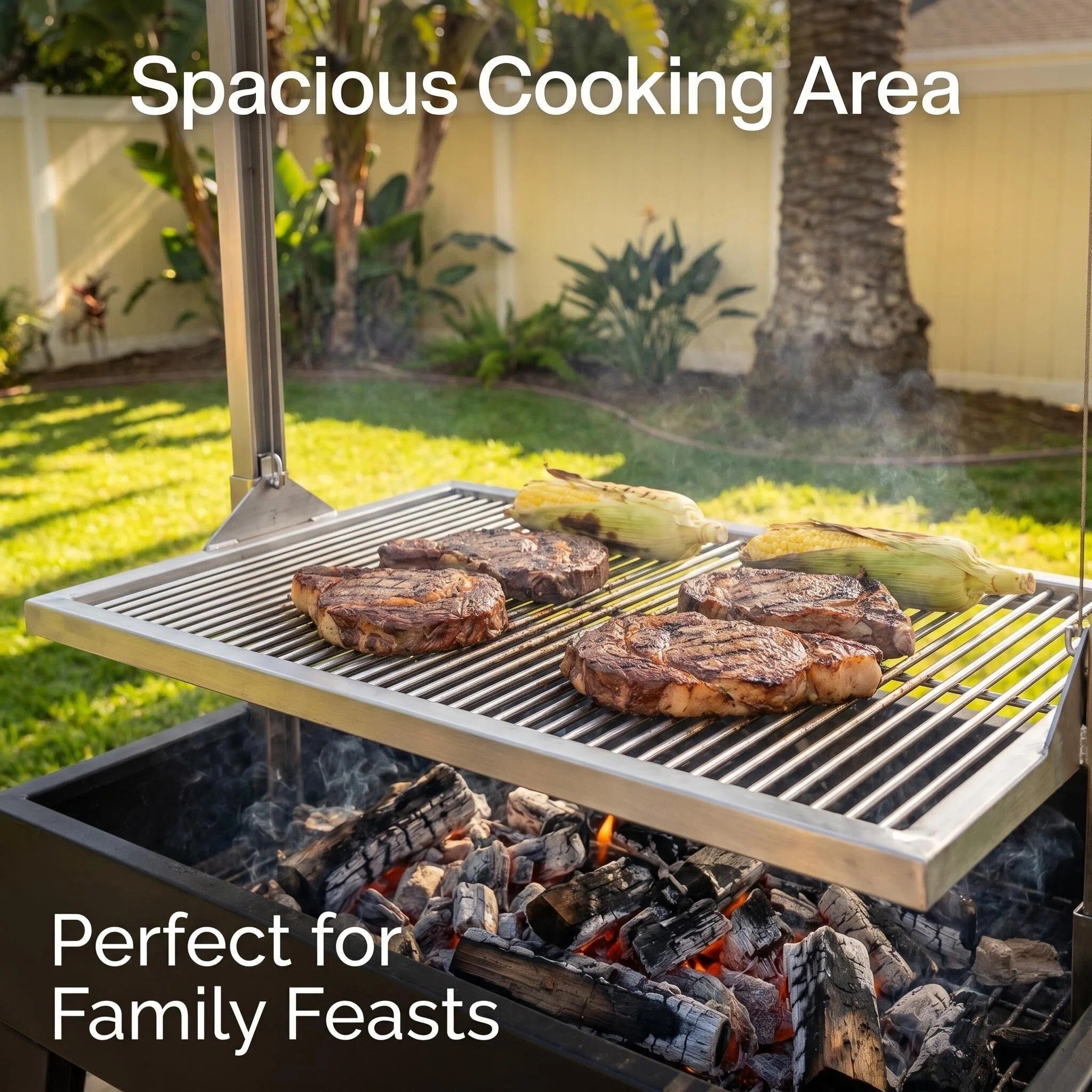Heavy-Duty Black Rolling BBQ Grill Cart Multi Cooking Zones Lower Storage Deck Lockable Wheels for Deck Grilling
