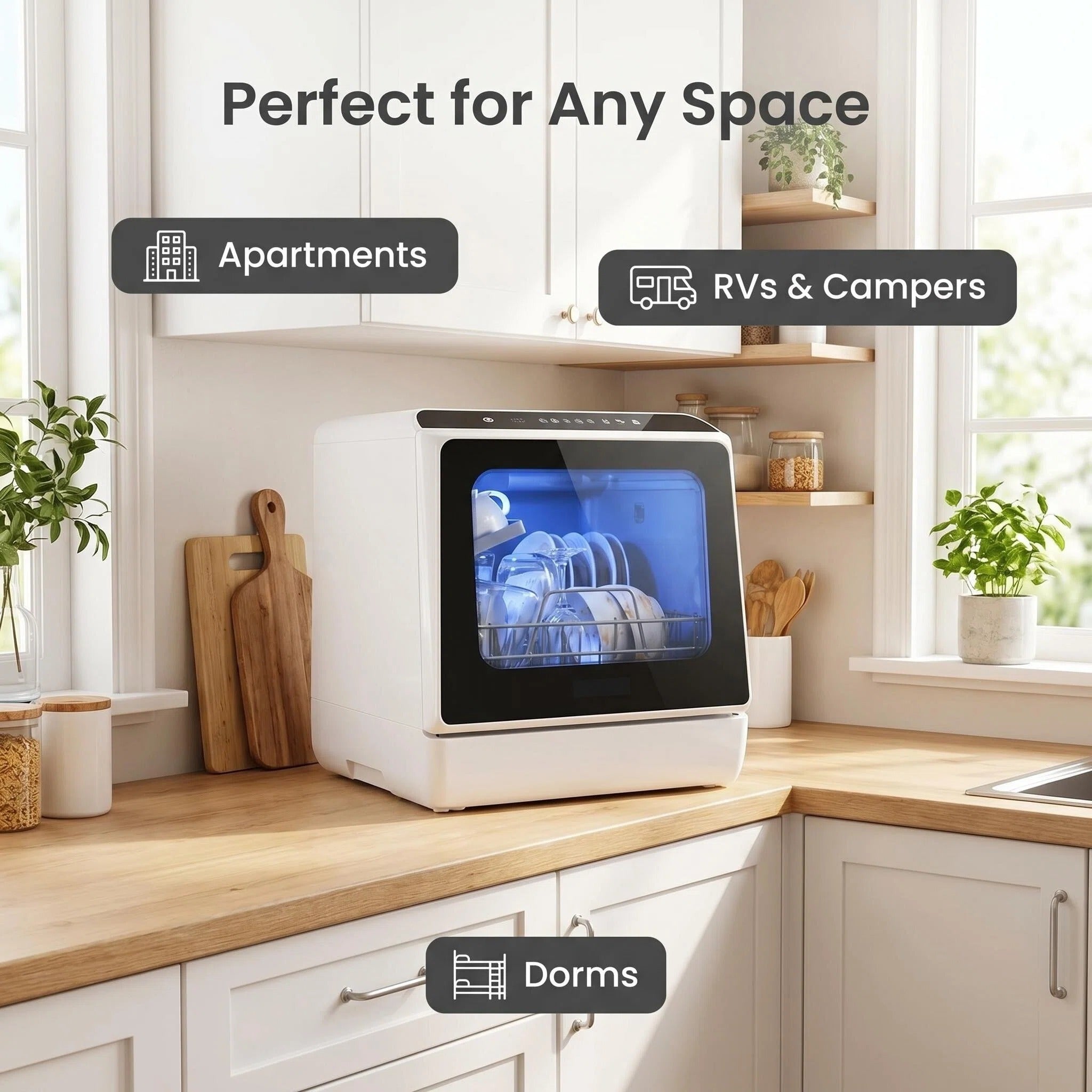 Modern Desktop Dishwasher for Stylish Home Kitchen Daily Cleaning