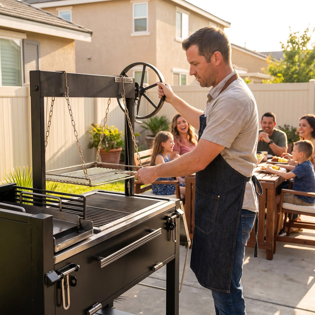 Heavy-Duty Black Rolling BBQ Grill Cart Multi Cooking Zones Lower Storage Deck Lockable Wheels for Deck Grilling