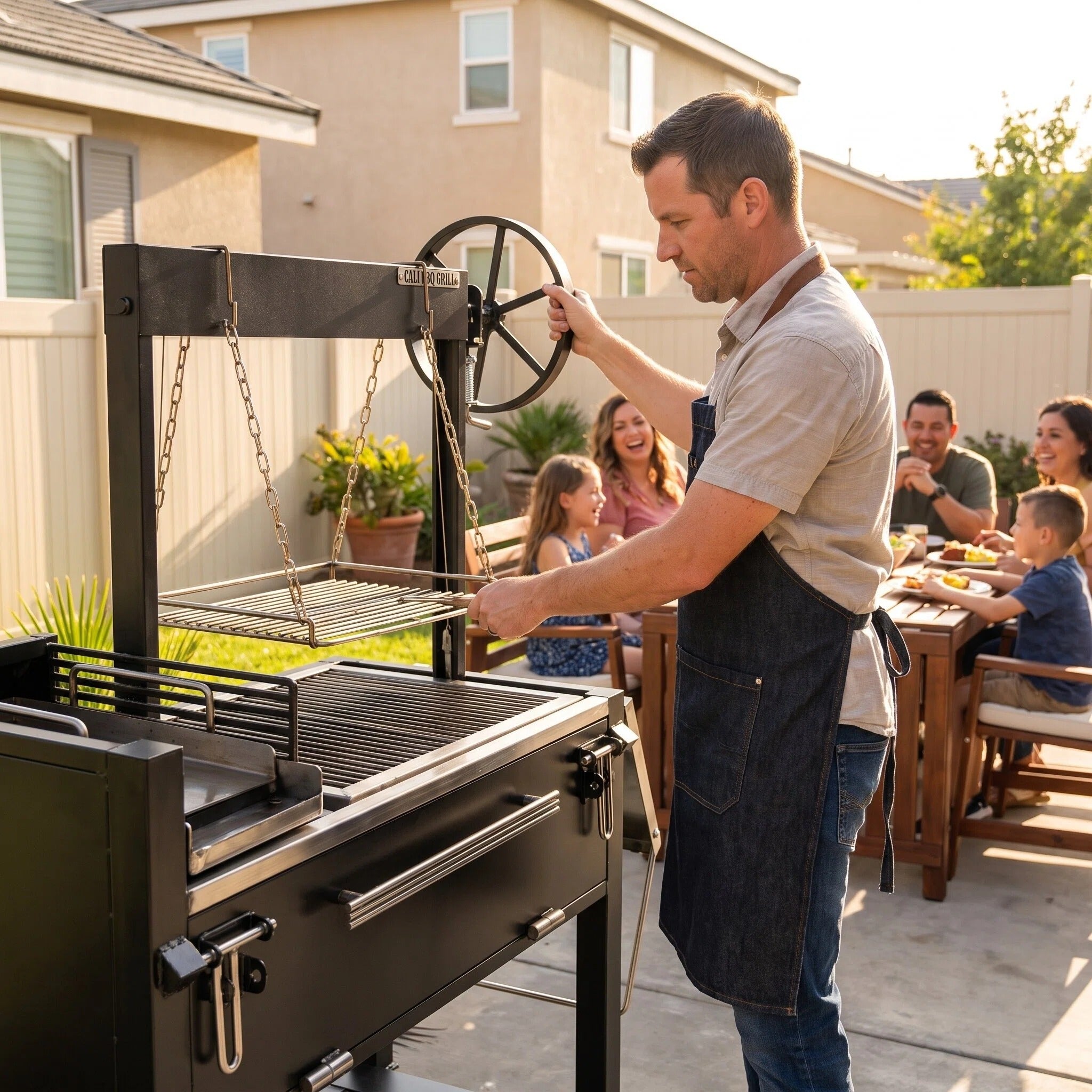 Heavy-Duty Black Rolling BBQ Grill Cart Multi Cooking Zones Lower Storage Deck Lockable Wheels for Deck Grilling