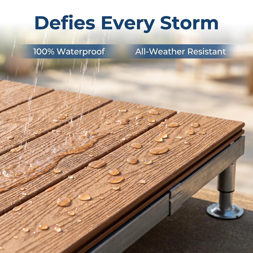 Heavy-Duty Raised WPC Deck Panels Height Adjustable Pedestal Outdoor Deck Tiles
