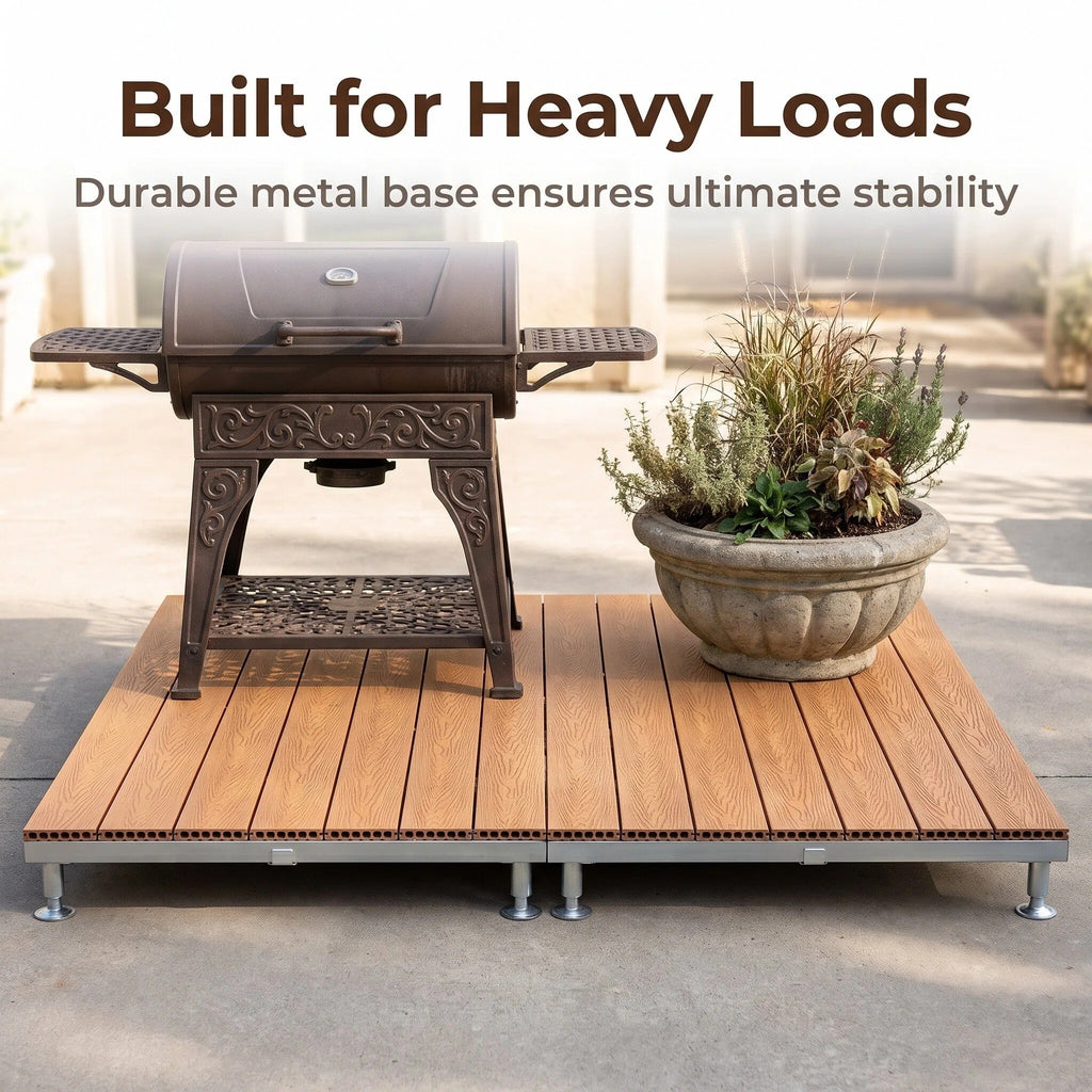 Heavy-Duty Raised WPC Deck Panels Height Adjustable Pedestal Outdoor Deck Tiles