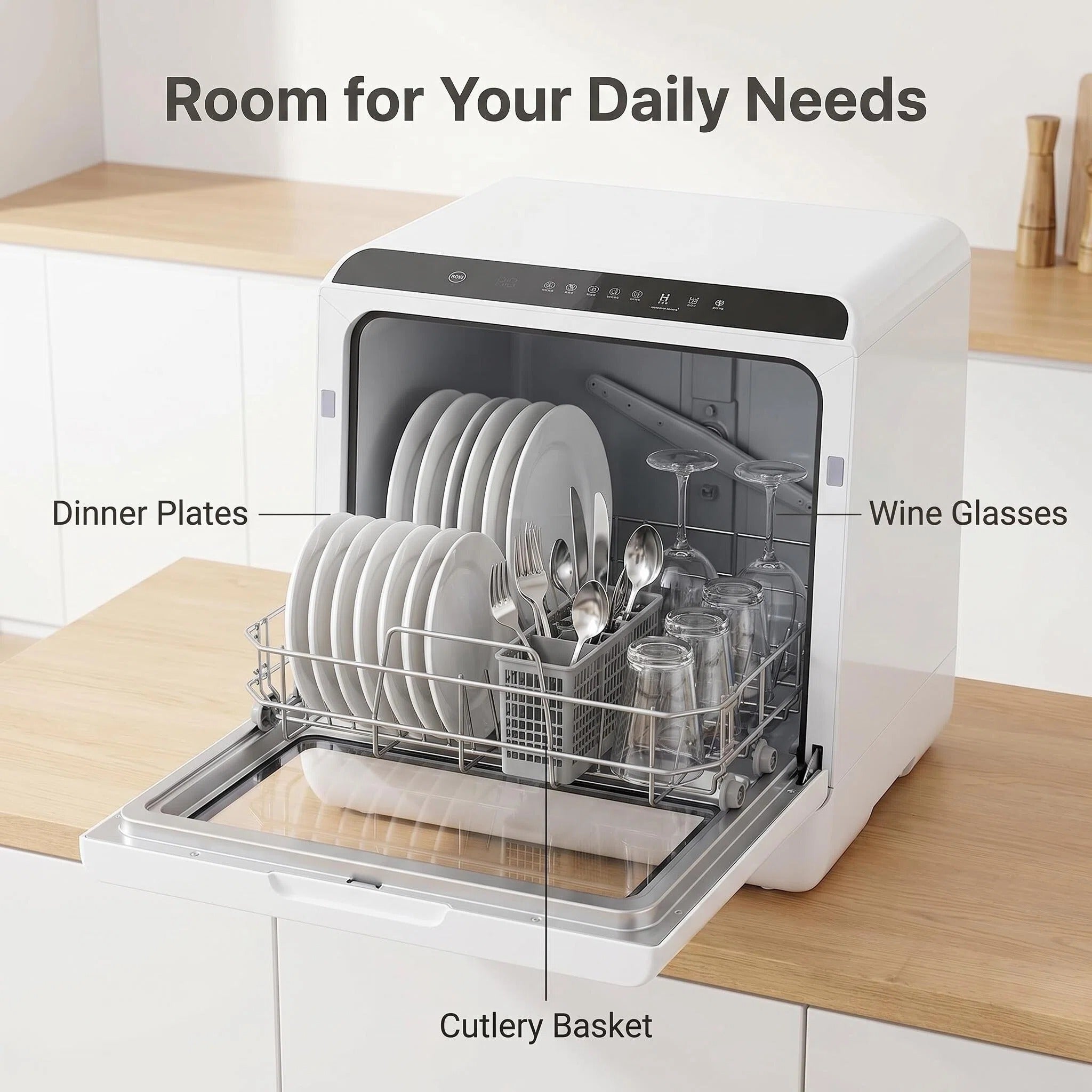 Modern Desktop Dishwasher for Stylish Home Kitchen Daily Cleaning