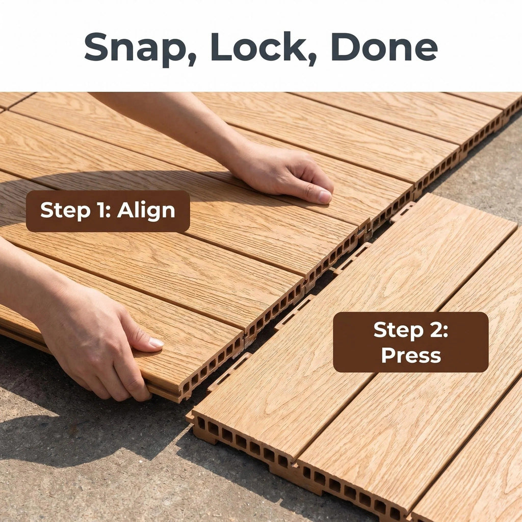 Heavy-Duty Raised WPC Deck Panels Height Adjustable Pedestal Outdoor Deck Tiles