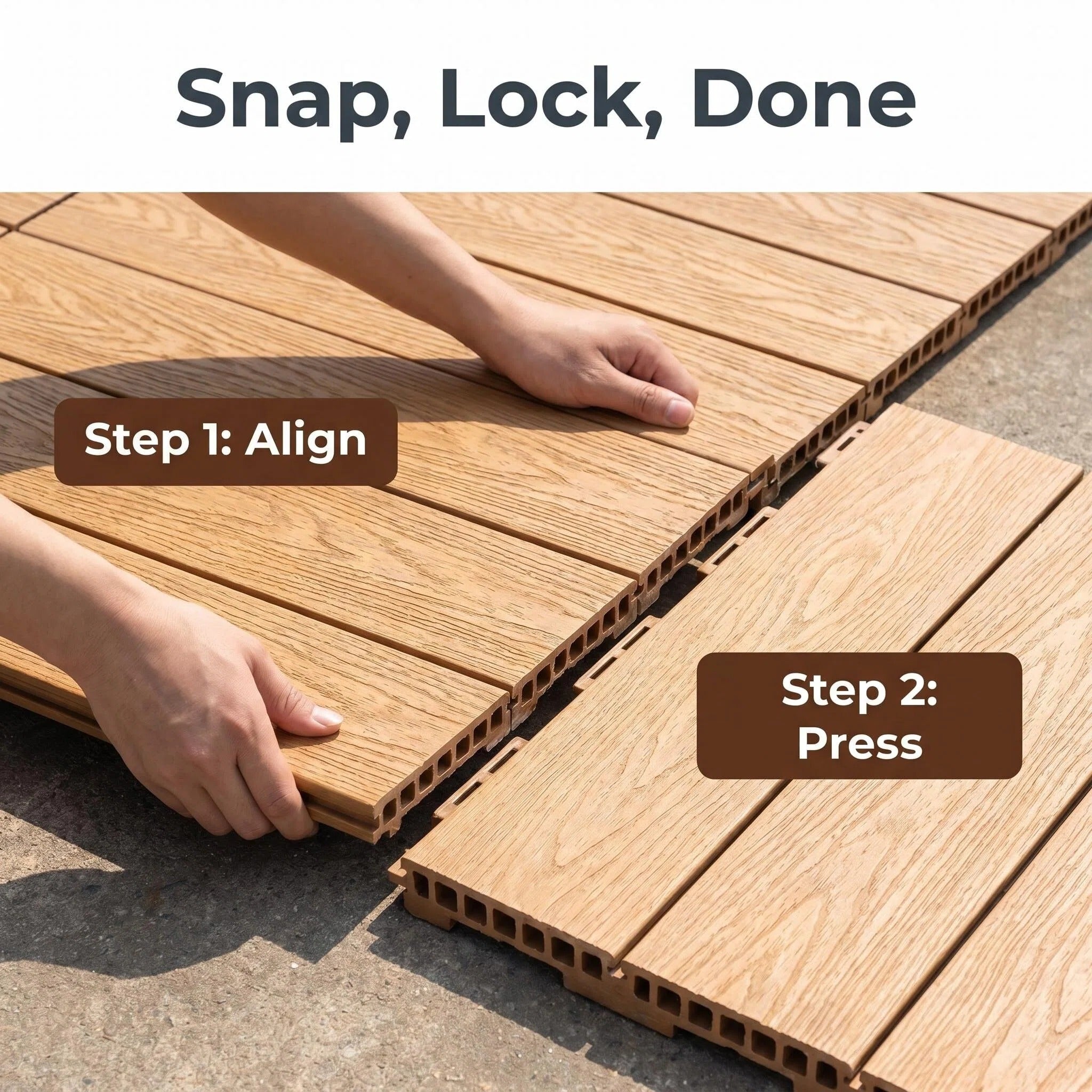 Heavy-Duty Raised WPC Deck Panels Height Adjustable Pedestal Outdoor Deck Tiles
