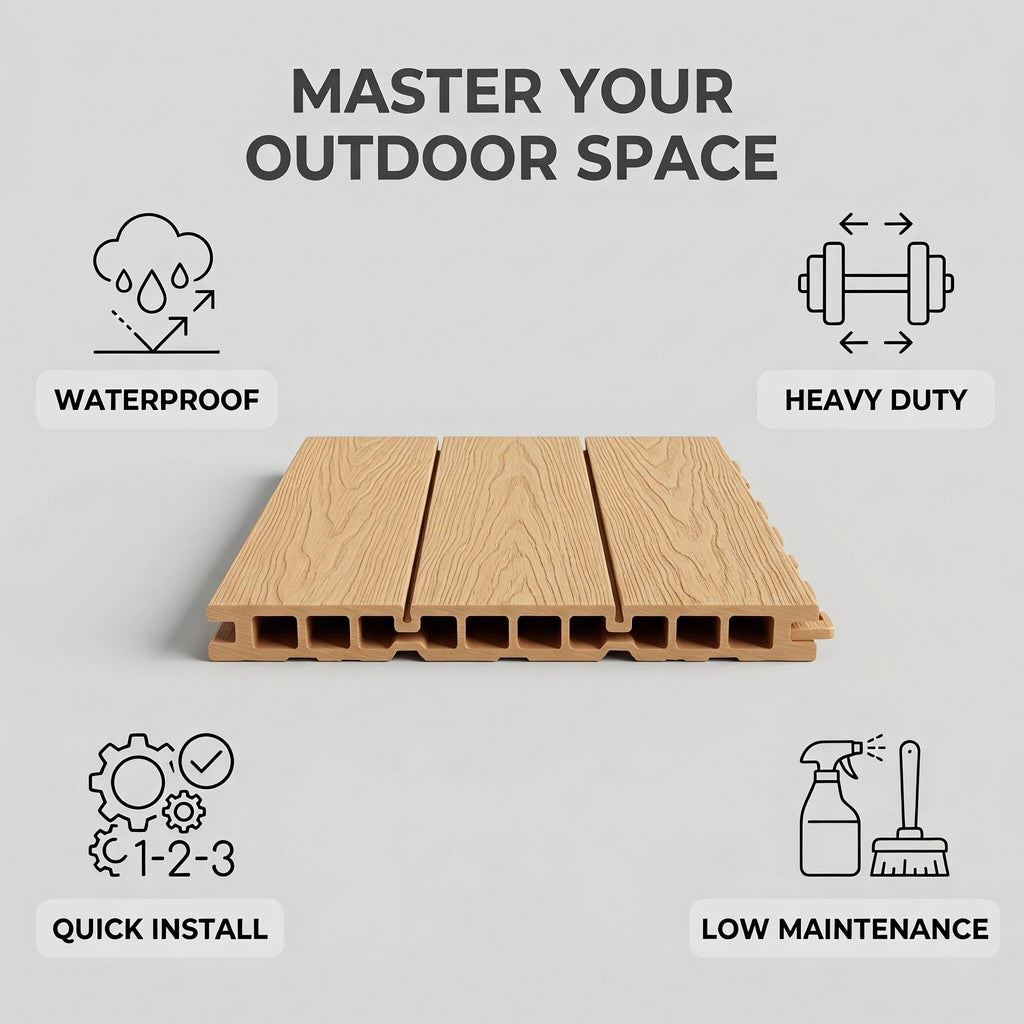 Heavy-Duty Raised WPC Deck Panels Height Adjustable Pedestal Outdoor Deck Tiles