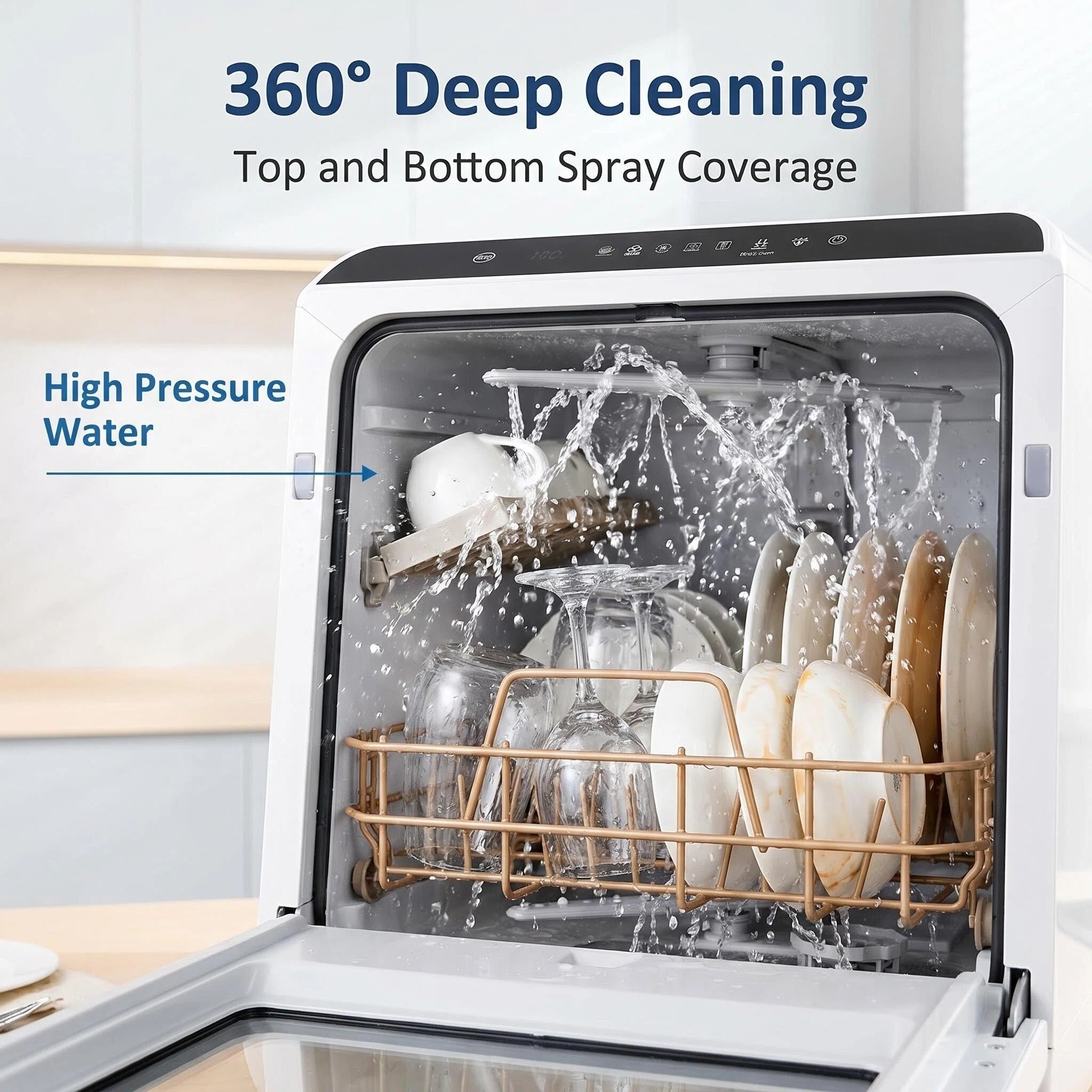 Modern Desktop Dishwasher for Stylish Home Kitchen Daily Cleaning
