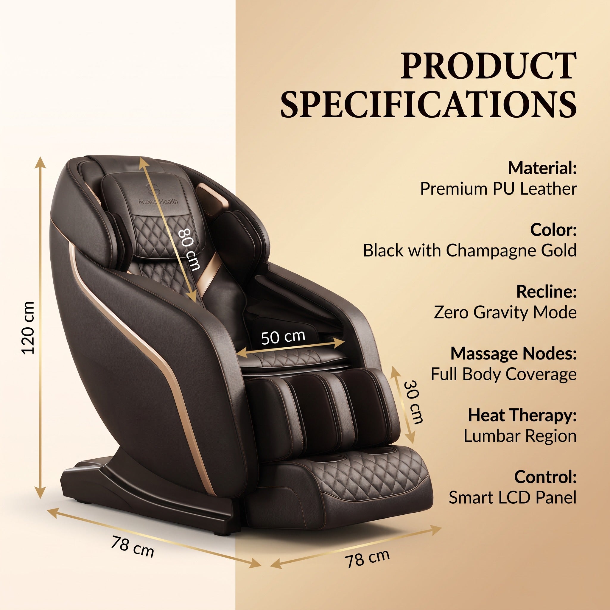 Zero Gravity Full Body Massage Chair Heat Therapy Airbag Massage PU Leather Home Recliner