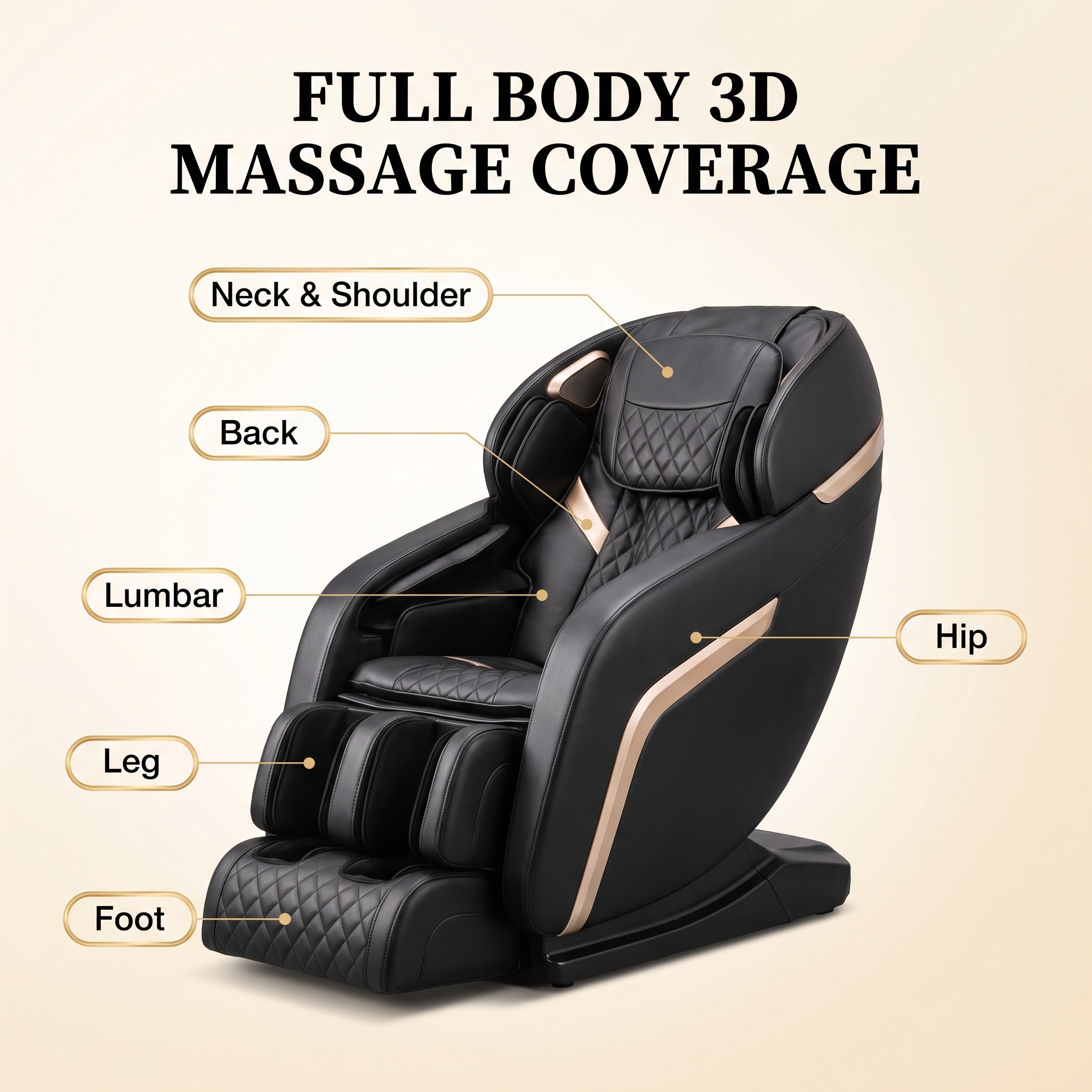 Zero Gravity Full Body Massage Chair Heat Therapy Airbag Massage PU Leather Home Recliner
