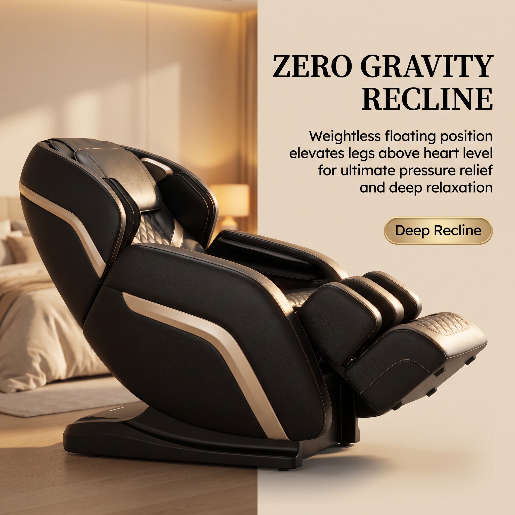 Zero Gravity Full Body Massage Chair Heat Therapy Airbag Massage PU Leather Home Recliner