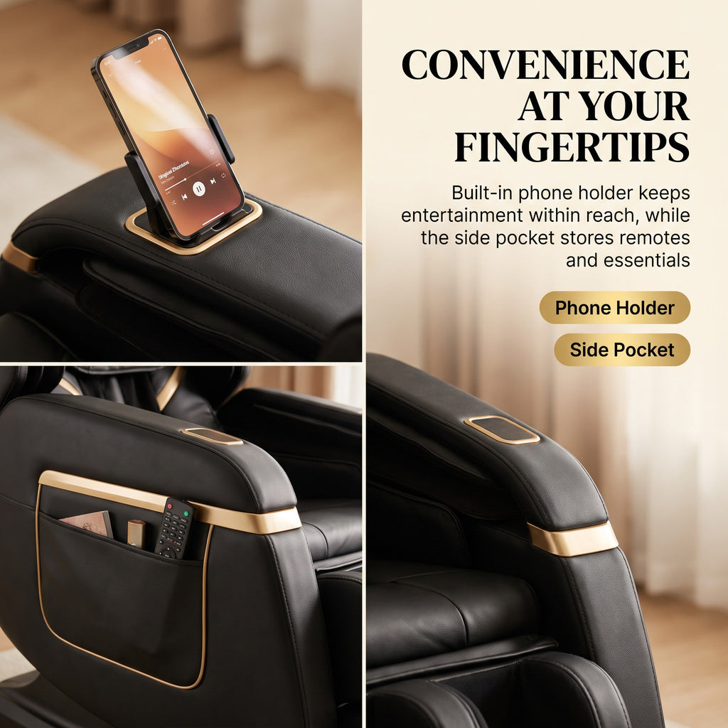 Zero Gravity Full Body Massage Chair Heat Therapy Airbag Massage PU Leather Home Recliner