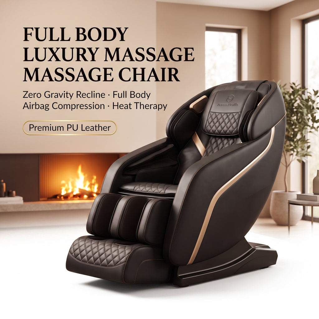 Zero Gravity Full Body Massage Chair Heat Therapy Airbag Massage PU Leather Home Recliner