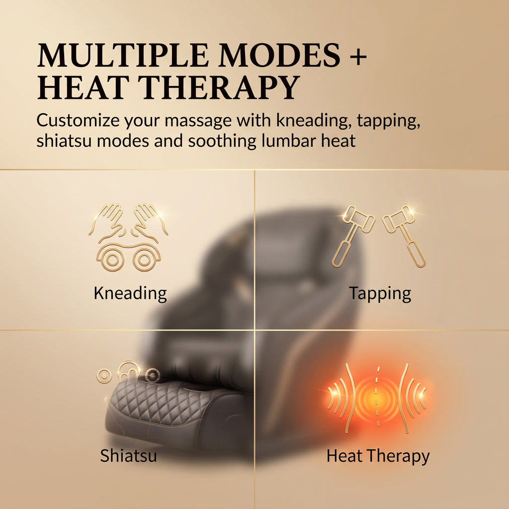Zero Gravity Full Body Massage Chair Heat Therapy Airbag Massage PU Leather Home Recliner
